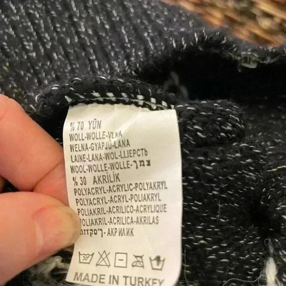 Turkey Wool Blend Winter Navy Full Zip Sweater Jacket Size M - Picture 5 of 6